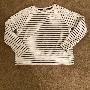 Floral black white stripped sweater